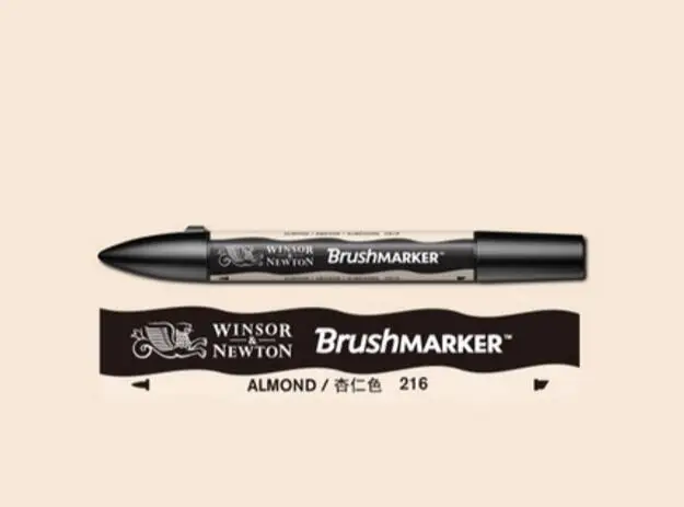 Winsor& Newton кисть-Маркер ручки краски на спиртовой основе быстрая сушка черный серый розовый фиолетовый тон - Цвет: Almond