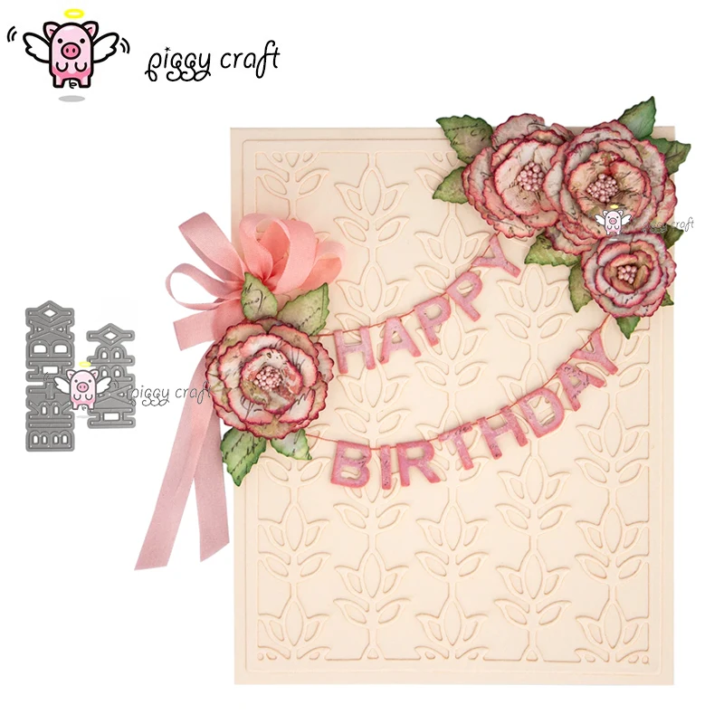 

Piggy Craft metal cutting dies cut die mold New Happy birthday chain Scrapbook paper craft knife mould blade punch stencils die
