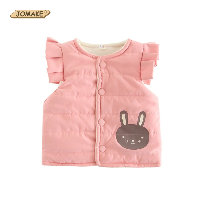JOMAKE Baby Girl Vest 2017 New Autumn Winter Brand Girls Clothes Cartoon Rabbit Toddler Pleated