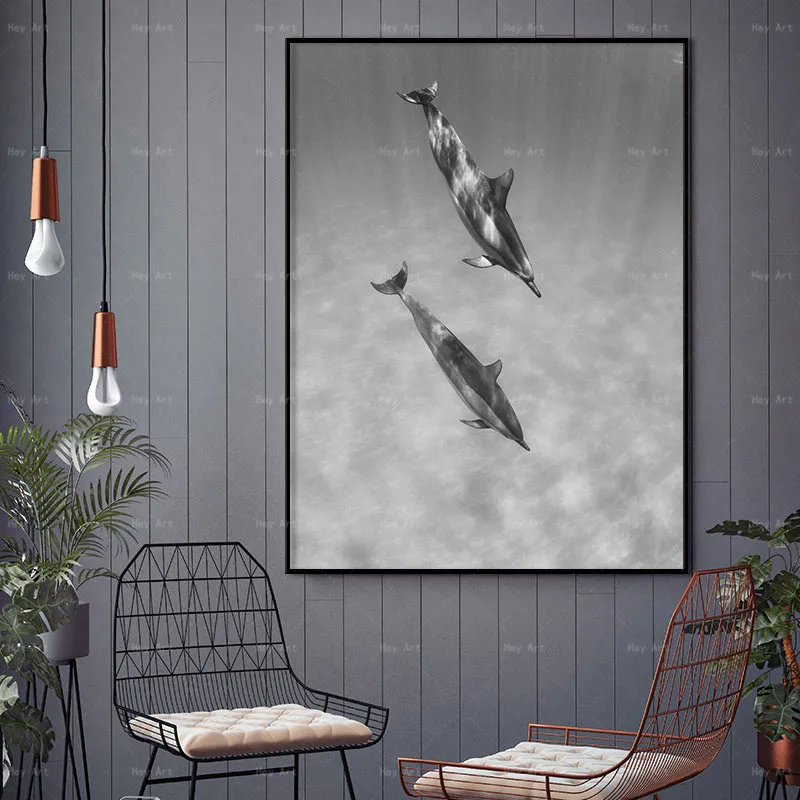 

Animal canvas art print Dolphin Painting Posters and Prints Decorative Wall Pictures for Living Room