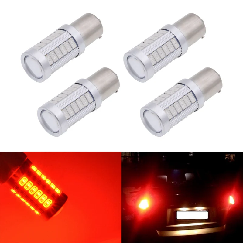 

Katur 4pcs 1156 BAU15S PY21W BAW15s PR21W LED Bulbs Single Filament For Cars Turn Signal Lights Amber Red Lighting