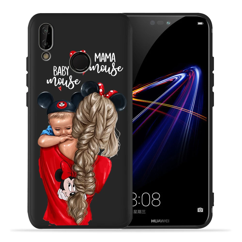 Чехол с коричневыми волосами Mama Baby mouse Super Mom Girl Для huawei P30 Pro для huawei p20 lite mate 20 Honor 8 10 PSmart Etui