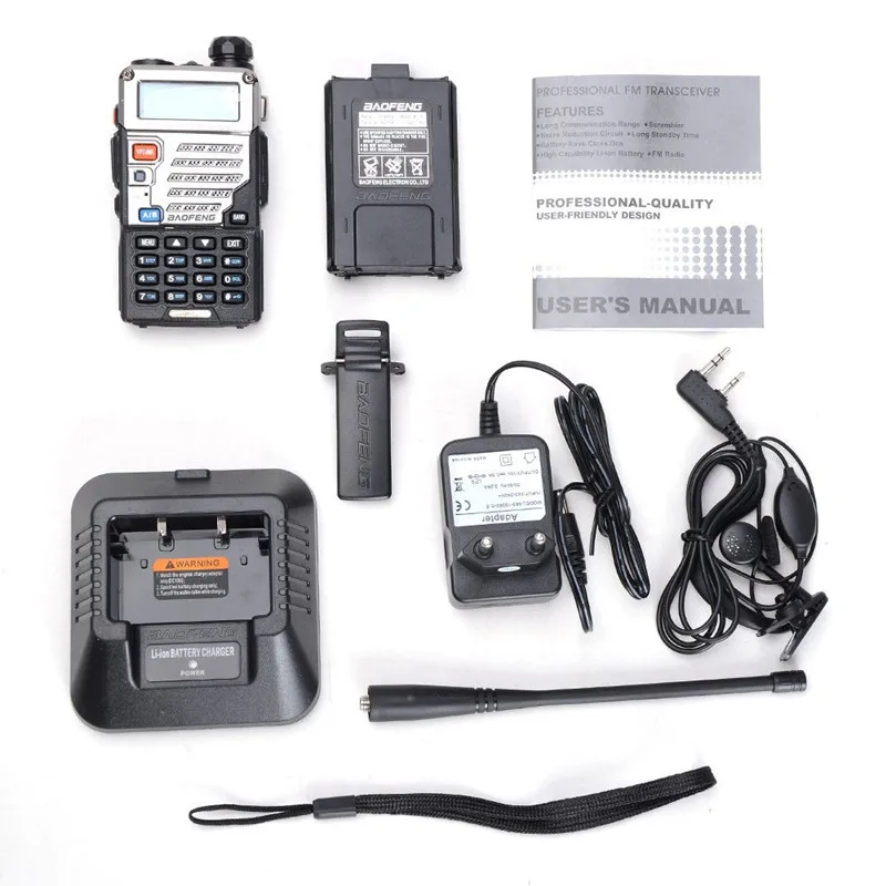 2 шт Baofeng UV5RE для переносного приемо-передатчика UV5R обновленная версия UHF VHF двойной часы CB радио рация трансивер для охотничья рация