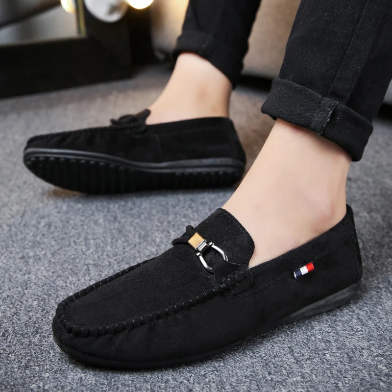 

Men Soft Fashion Shoes Light Slip on Man Flat Oudoor Sneakers Loafers Red Gray Man Fashion Flock Shoes Zapatos Hombre