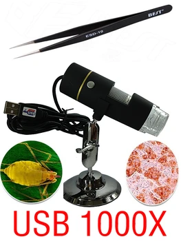 Portable Digital USB microscope 1000X 50 X ~ 1000X  In-built White Light 8pcs LED magnifier+1 pcs Tweezers