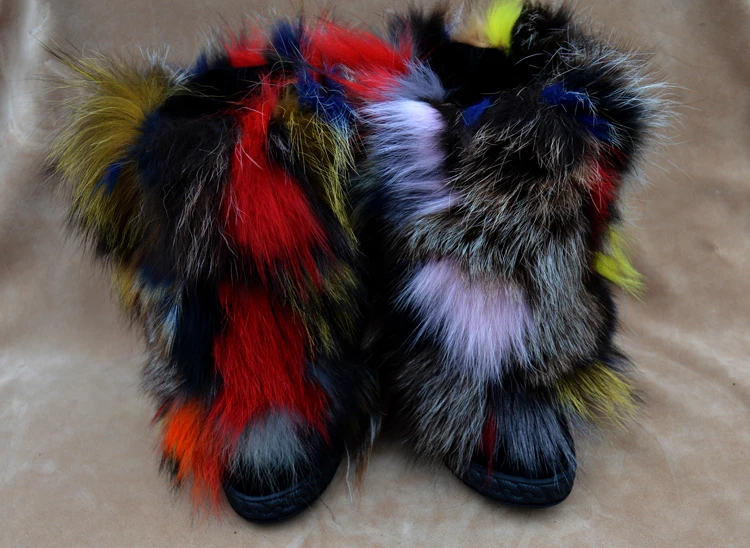 Зимние ботильоны для женщин; Плюшевые ботинки с лисьим мехом; зимние ботинки, увеличивающие рост 8 см; разноцветная обувь для подиума для девочек; женская обувь на плоской подошве