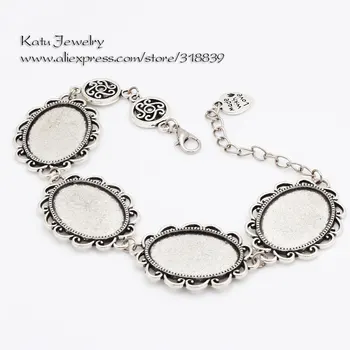 

Vintage Silver Metal Zinc Alloy 18*25mm Oval Bracelet Cabochon Setting Jewelry Blank Setting Bracelet Findings BC8513