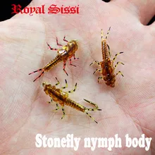 New 30pcs/set stonefly nymph rubber physique and nymph hooks combo artificial fly tying supplies fly fishing synthetic nymph flies