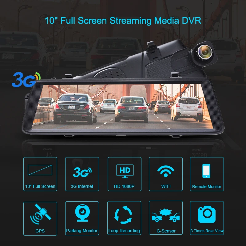 Junsun A900 Автомобильные видеорегистраторы 10 &quotполный Сенсорный экран 3 г Android GPS