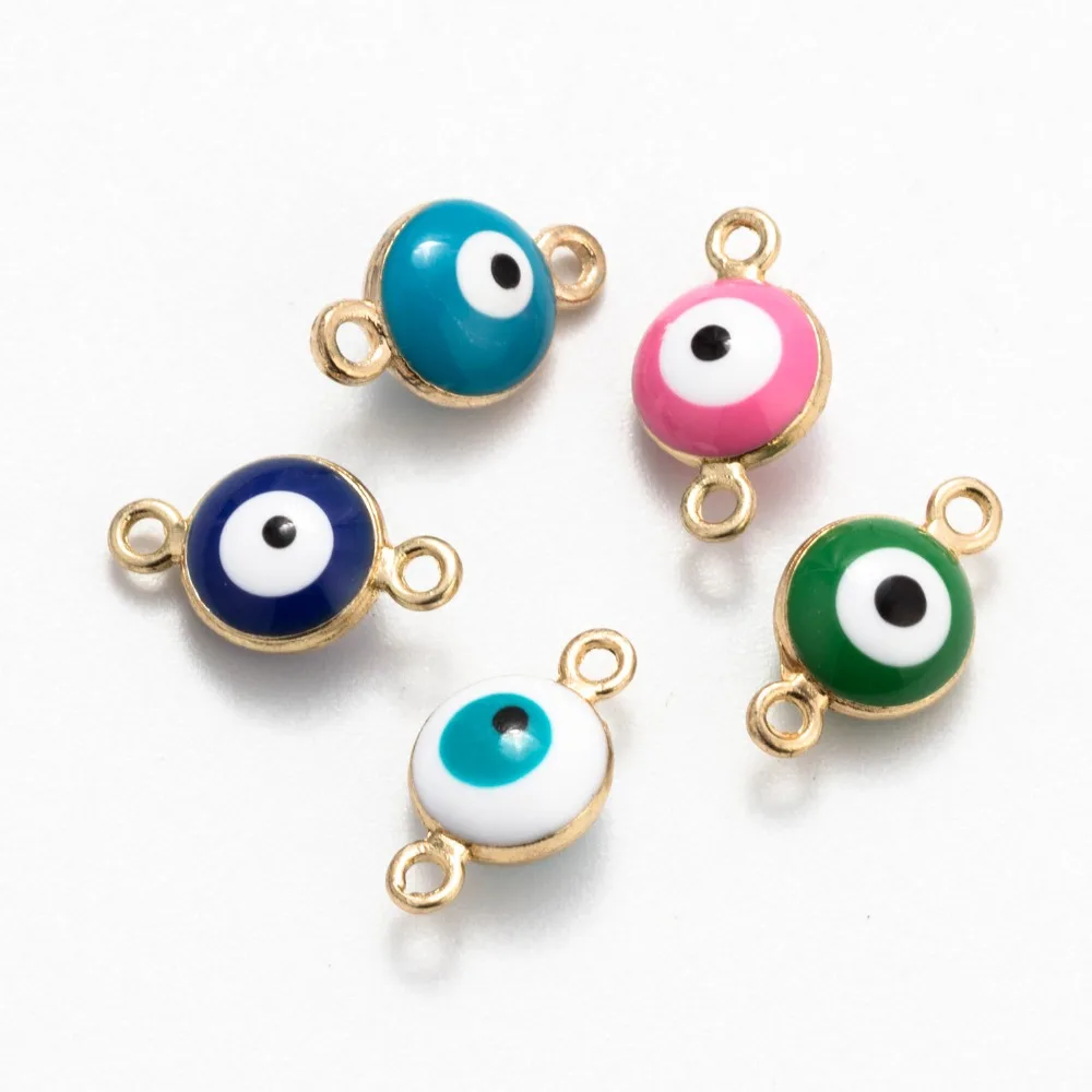 

MEIBEADS 20pcs/lot Evil Eye Beads Double Connectors Jewelry Accessories Fit For Diy Evil Eye Anklet Bracelet Necklaces Pendants