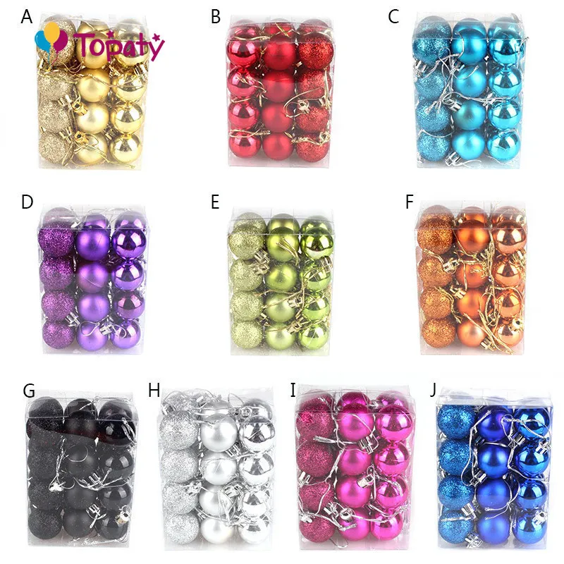 

24Pcs/Lot Modern Christmas Tree Ball Baubles Xmas Party Wedding Hanging Ornament Christmas Decoration Supplies New Year