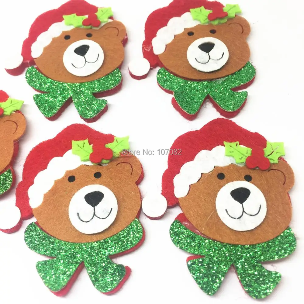 20pcs 55x65mm Felt Fabric Christmas Tree Decorations Reindeer Shape Embellishments Crafts Home Hanging Ornaments | Дом и сад