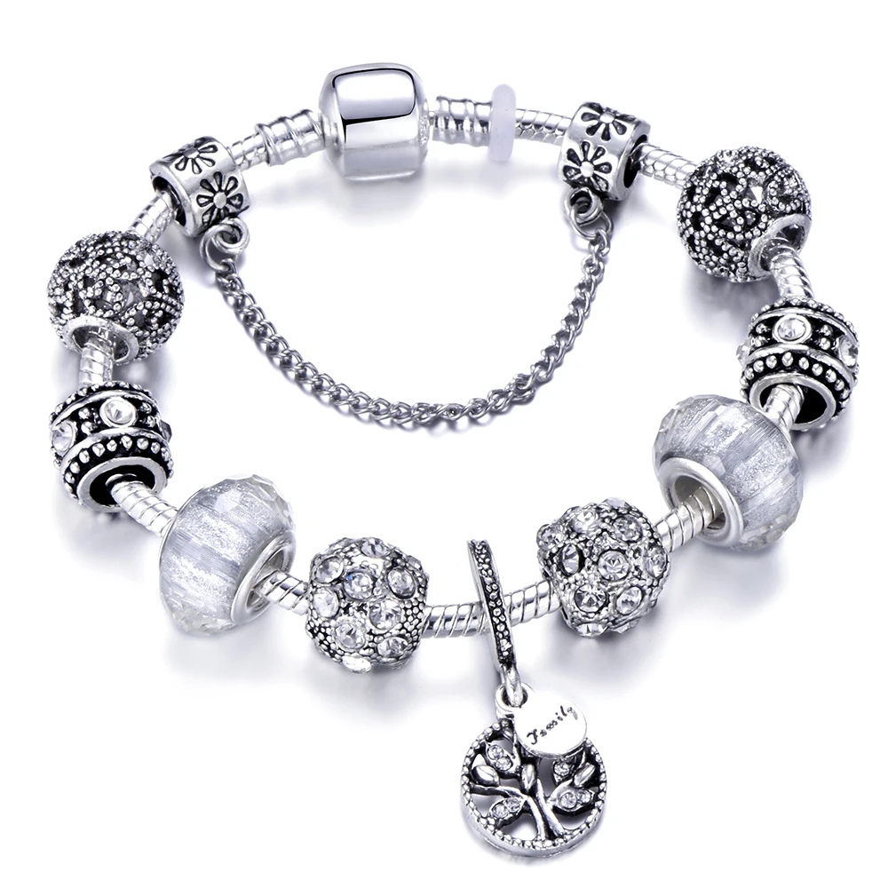 Модная новинка, серебряная подвеска "Древо жизни", браслет с квадратной защитной цепочкой, женские брендовые браслеты, сделай сам, изготовление ювелирных изделий