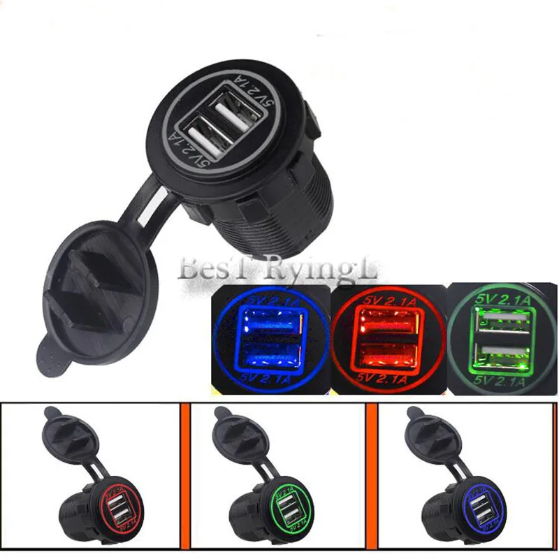 

Y 12-24V USB Charger for Motorcycle Auto Truck ATV Boat LED Car 4.2A Dual USB Socket Charger Power Adapter Outlet Power