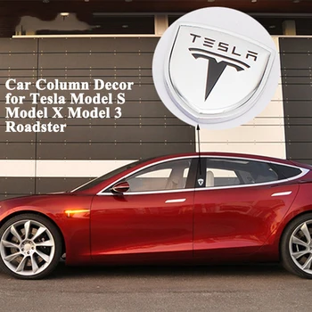 

1Pcs For Tesla Model S Model X 3 P100D P85D 3D Car Styling Emblem Door Body Pillar Decoration Quarter Window Sticker Accessories