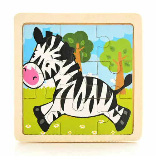 Новинка, горячая 17 видов стилей, развивающие цветные детские игрушки, 3D деревянная головоломка, мультяшная развивающая детская игрушка - Цвет: Zebra