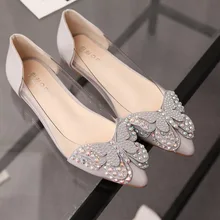 Chaussures de femmes 2017 printemps et en été nouveau diamant pointu chaussures plates bouche peu profonde arc de mode banquet chaussures Mulher Sapatos
