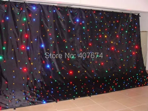 

Rasha Customized 3M*4M LED Star Cloth High Brighness RGBW/Y/UV Single Color LED Star Curtain14 Pre-Set Programs For DJ Backdrops