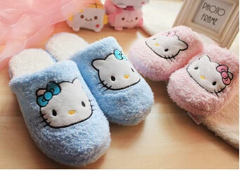 Lovely Women's Cute Hello Kitty Design Winter Warm Slipper Lovers Indoor Home 2 Colors Floor Slippers Free Shipping | Обувь