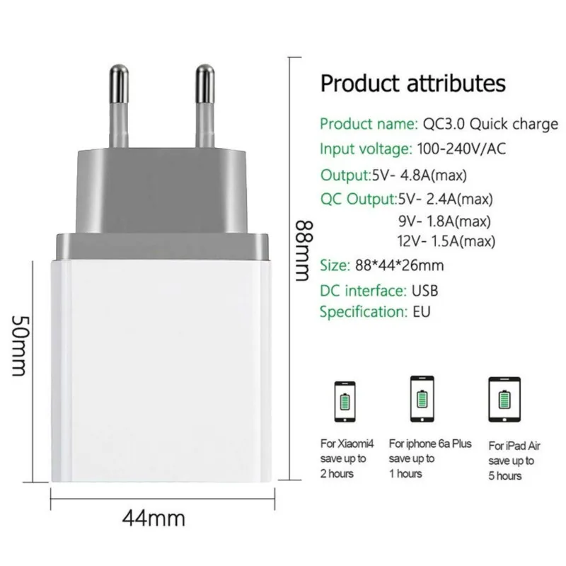 С 3 портами(стандарт Зарядное устройство быстрой зарядки 3,0 5V 2.1A для iphone samsung микро Тип USB C кабель быстрой зарядки 1 м 3in1 usb кабель для мобильного телефона Зарядное устройство