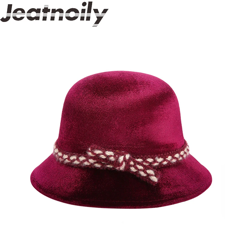 Women Gold Velvet Hat Fedora Black 100 Australia Wool Fedpras Lady