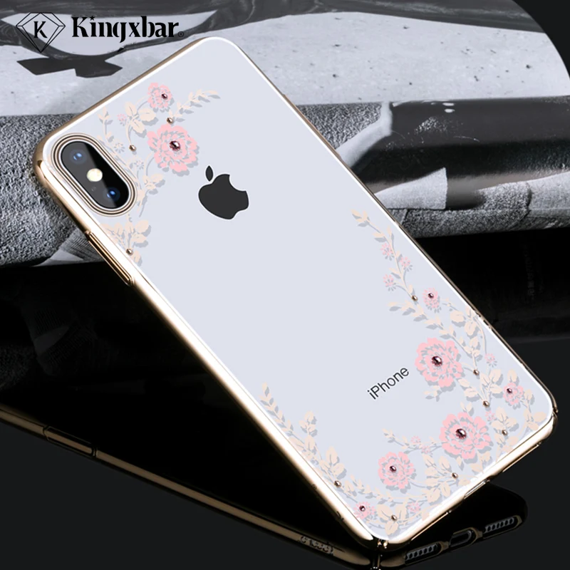 KINGXBAR крышка для iPhone Xs цветок Роскошный чехол Max Чехол прозрачный обложки модных