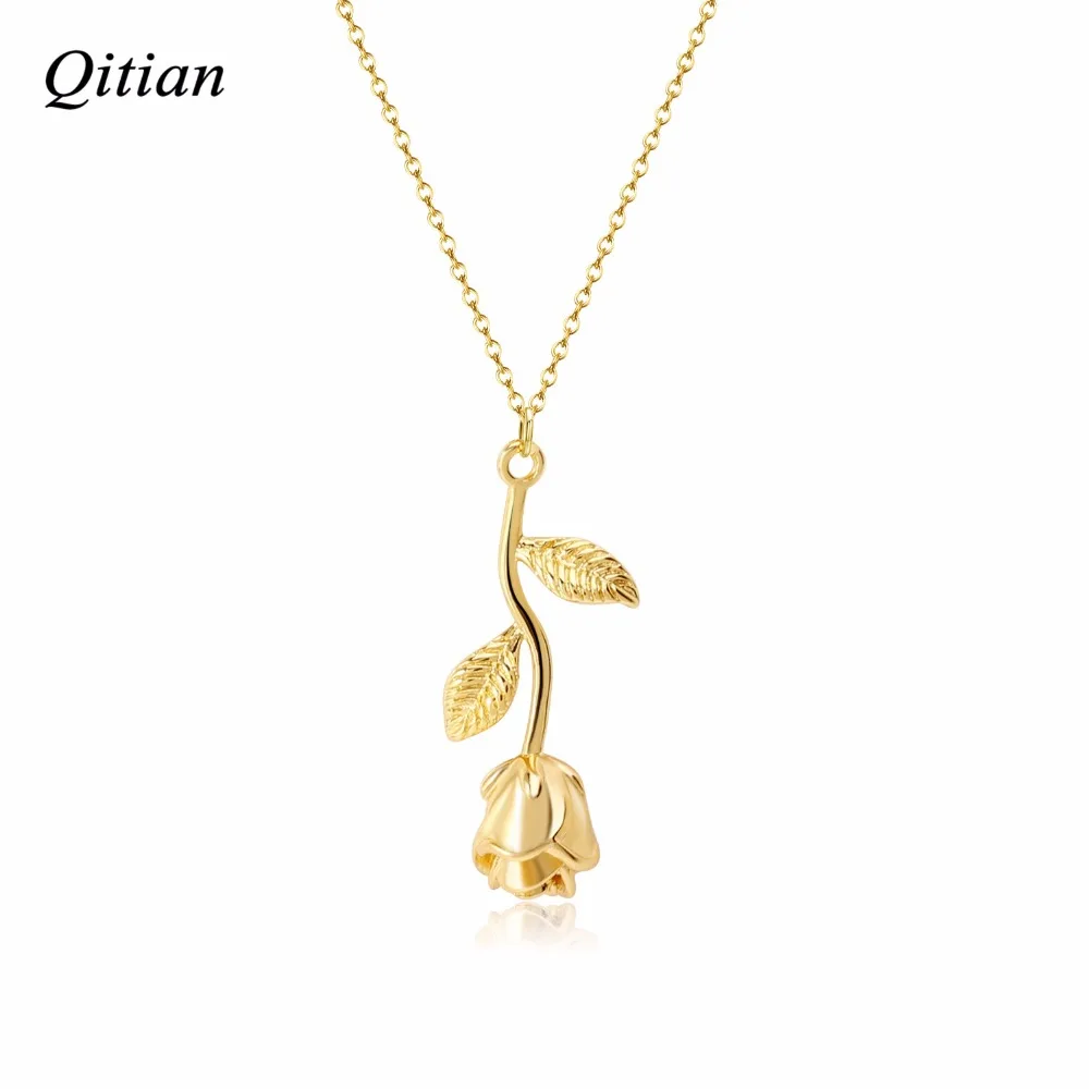 Rose Flower Necklace Gold Rose Silver 