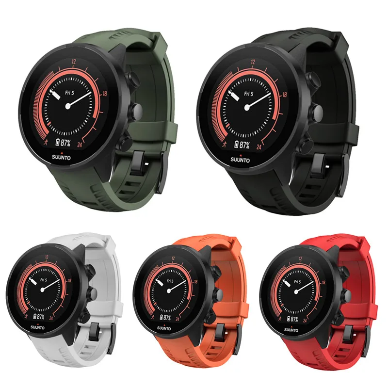 Для Suunto 9/Suunto 9 Brao открытый силиконовый ремешок для часов Ремешок с черной пряжкой быстросъемная резиновая Замена для Suunto 9/9 Brao