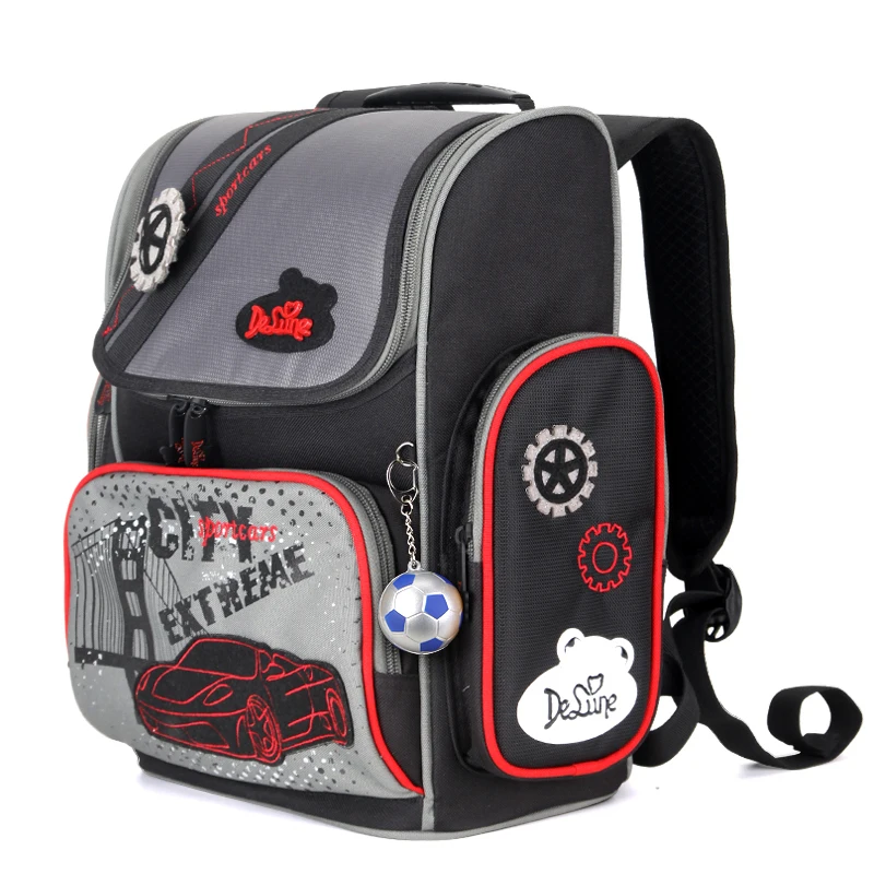 

The Delune brand school backpack cartoon 3D racing schoolbag is the boy's orthopaedic backpack school Mochila Escolar
