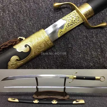 

Battle Ready Chinese Tradition WuShu Dao Sword Katana Tai Chi Knife Very Sharp Damascus Folded Steel Blade/Copper Fittings