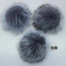 2 шт./лот DIY 15 см серебряные помпоны из лисьего меха меховые шарики для вязаная шапка, кепка, бини, брелок и шарф помпоны из натурального меха