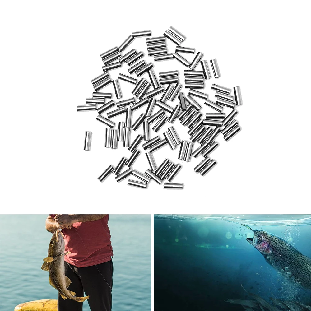 

100Pcs Fishing Wire Tube Round Copper Fishing Line Aluminum Crimp Sleeve Copper Tube 1.0-2.8mm Sea Line Tube Fishing Accessories