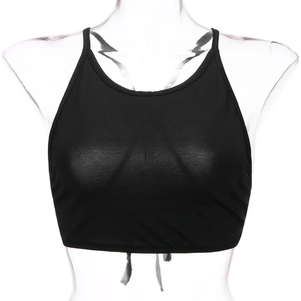 2019 womens tops and blouses summer solid color sleeveless wrap halter strap with sexy short crop top pretty blouses women 40J12 (24)