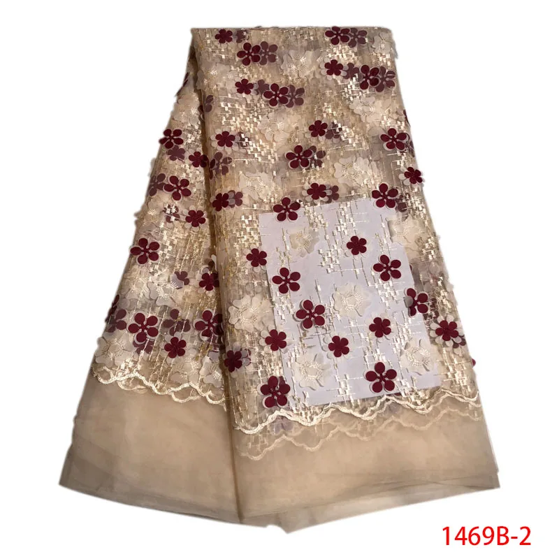 

2018 African Nigerian Lace Fabric High Quality 3d Lace Applique African Lace Fabric 5Yards Tulle Mesh Lace For Christmas XZ1469B
