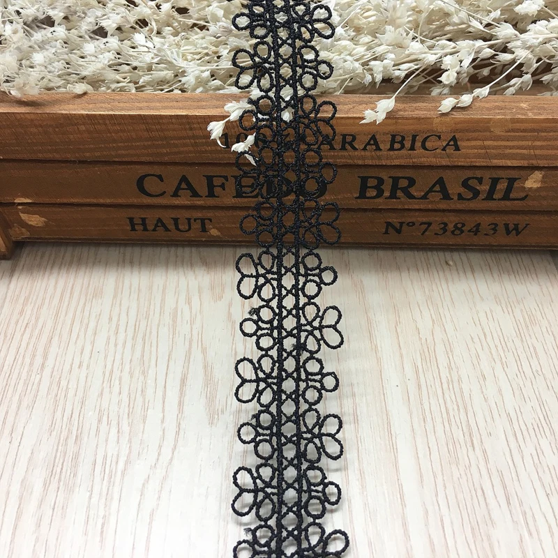 

2.4cm Width Black Lace Trims Embroidery Water Soluble Lace Applique Party Deco Embellishment Craft DIY Craft