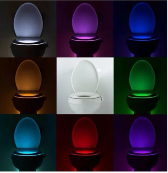 LED Smart Motion Sensor Toilet Seat Night Light Waterproof Backlight Luminary Bathroom WC Light Fixtures 8 Colors Night Lamp - Испускаемый цвет: changeable