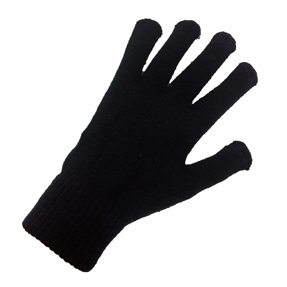 Зимние перчатки Для мужчин Для женщин вязать Сенсорный экран перчатки Модные Черные запястья длинные спортивные Перчатки