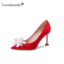 Carollabelly/ г.; женская обувь с кристаллами; слипоны с острым носком на высоком каблуке; пикантные свадебные туфли на шпильке