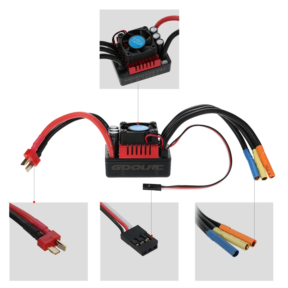 GoolRC S-120A S-80A бесщеточный ESC электрический регулятор скорости с 6,1 V/3A SBEC для 1/8 RC автомобилей грузовиков частей автомобиля