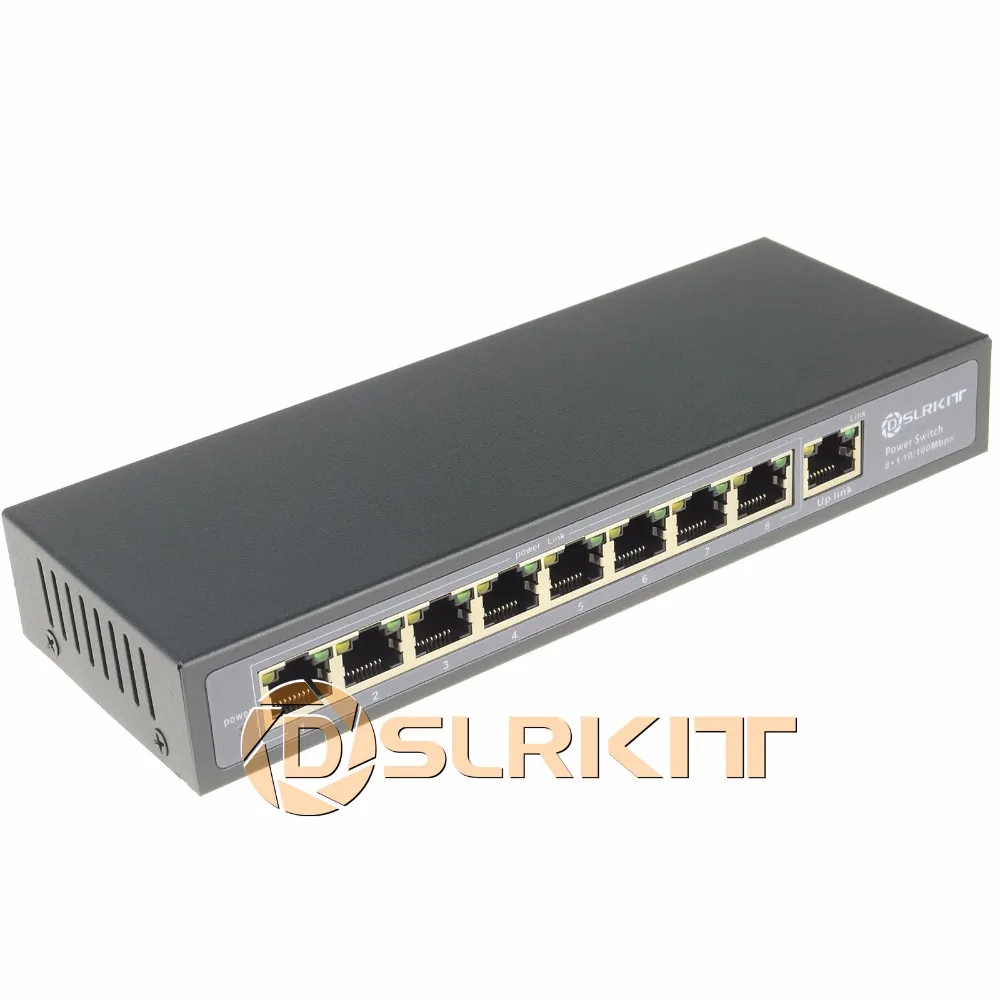 DSLRKIT Injector Power Over Ethernet 9 Ports 8 PoE Switch 4 5 7 8 IP Cameras