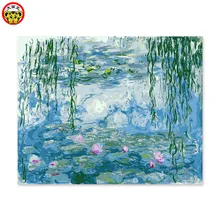 Картина по номерам художественная краска по номеру цифровая живопись декоративная живопись цвет окрашенный его впечатление от монета воды лилии Ло