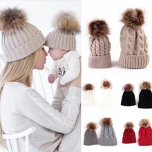 5 цветов, вязаные шапки для мамы и ребенка, мальчиков и девочек, 2 предмета, теплые милые шапки на осень и зиму, вязаная шапочка шапки