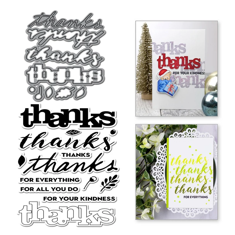 

YaMinSanNiO Thanks Letter Metal Cutting Dies Word Stamp Scrapbooking For Making Cards Decorative Embossing DIY Crafts Stencils