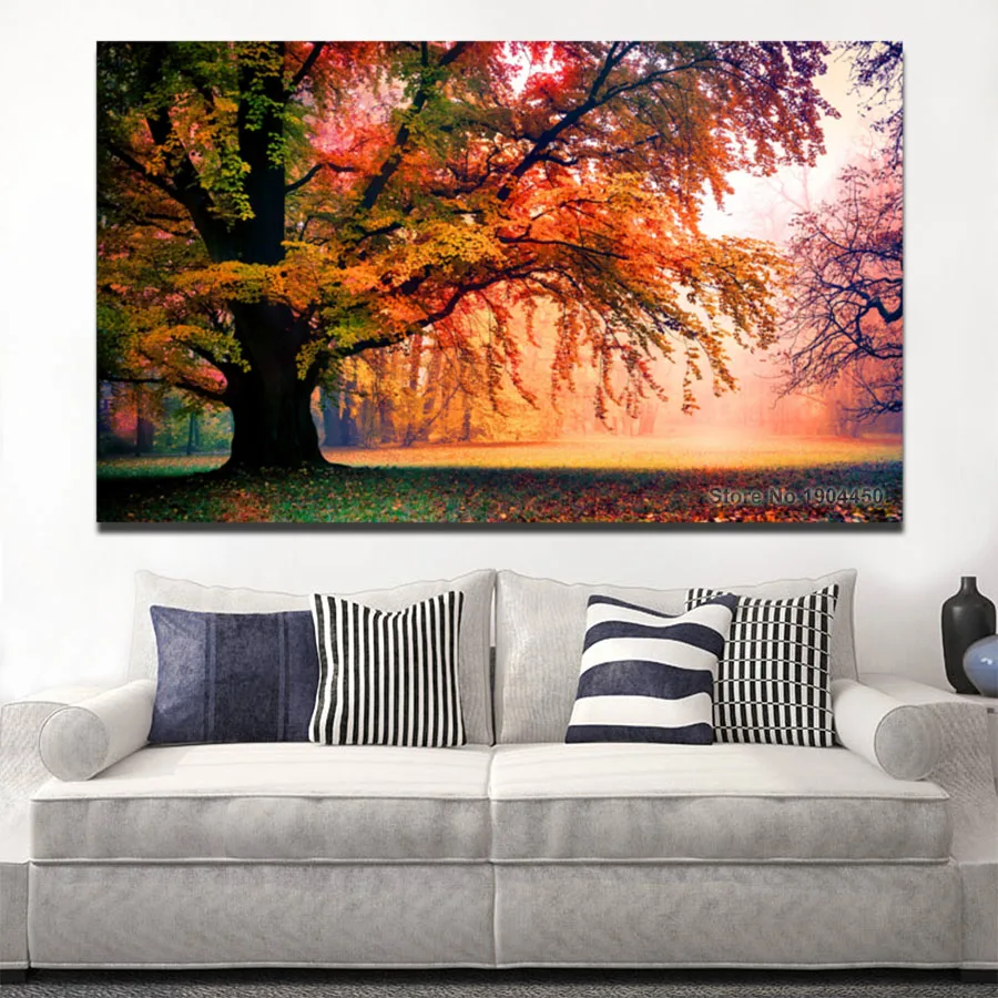 Unframed Canvas Painting Season Tree Art Forest Landscape Scenery