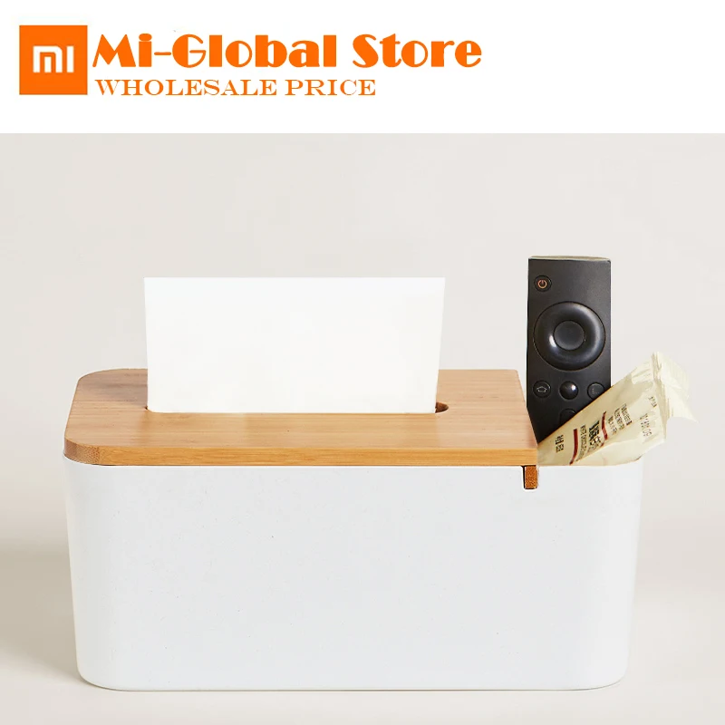 

new Xiaomi Bamboo fiber tissue box Stationery Makeup container desktop storage box For Office Home