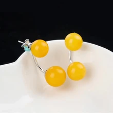 new-designed trendy gemstone jewelry 925 sterling silver natural yellow amber stud earrings for women anniversary party new-designed trendy gemstone jewelry 925 sterling silver natural yellow amber stud earrings for women anniversary party