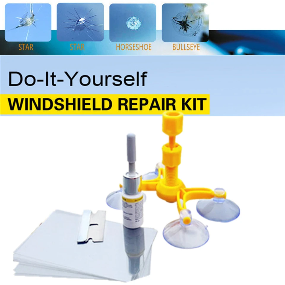 Cracked Glass Repair Kit Set Windshield Kits DIY Cars Window Tools Glass Scratch 