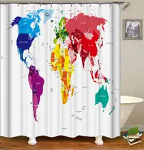 New Colorful Eco-friendly European Map Polyester High Quality Washable Modern Building Shower Curtain For Bathroom Home Decor