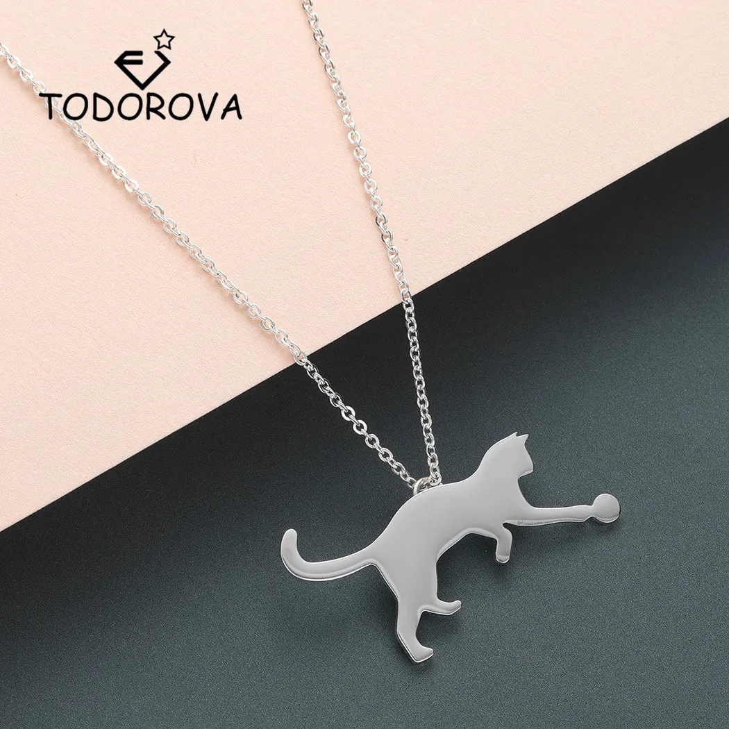 

Todorova New Fashion Cute Animal Jewelry Cat Necklaces & Pendants Rose Gold Chain Men Necklace Womens Jewellery Gifts for Girls