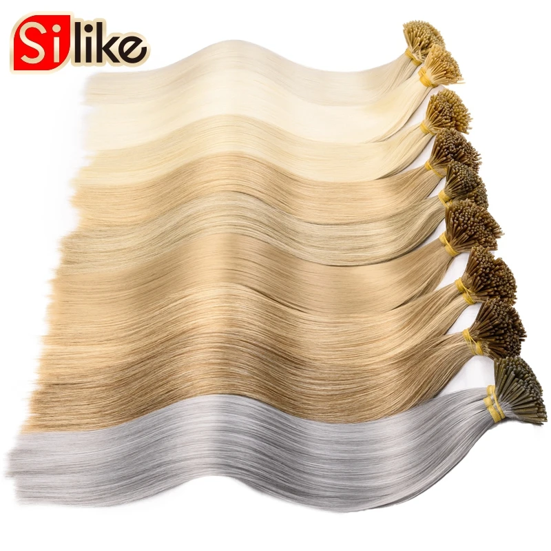 Silike 1 г/шт. 22 дюйма предварительно скрепленные волосы для наращивания I Tip Machine Made Синтетические шелковистые прямые волосы на капсулах настоящие волосы 100 шт./упак